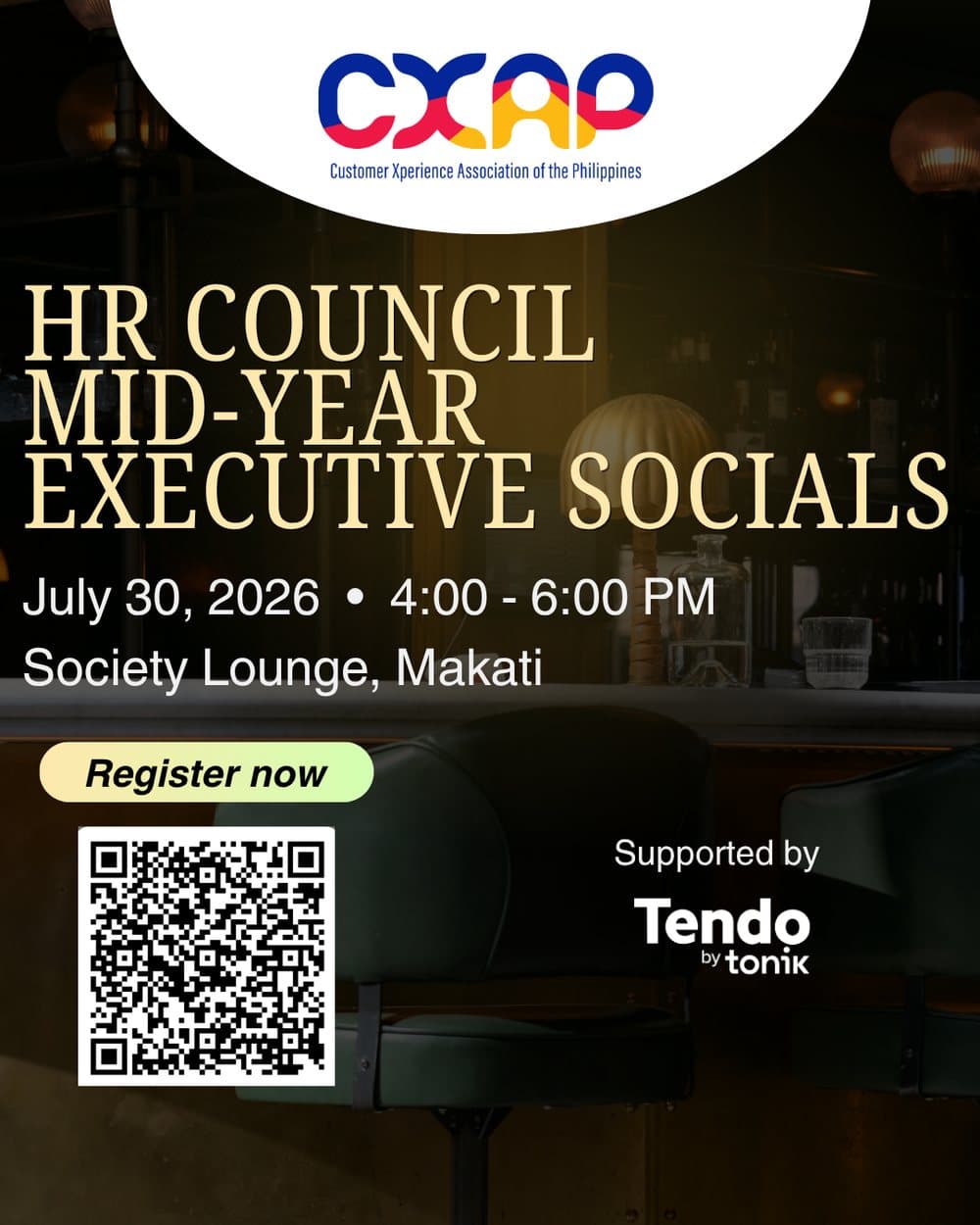 Poster for the HR Council Mid-Year Executive Socials, July 30, 2026 at Society Lounge, Makati