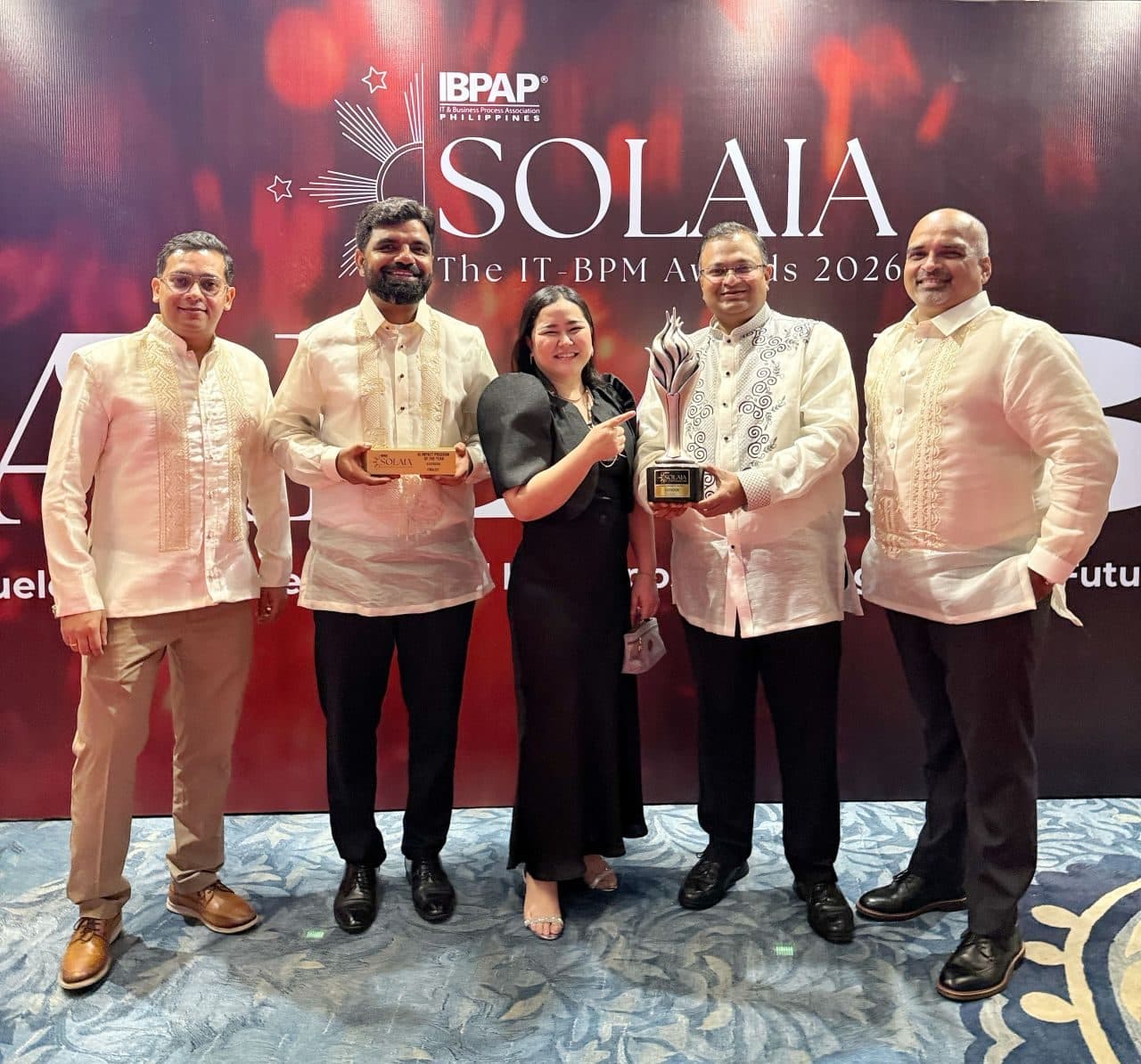 Ascendion representatives with their trophies at the 2026 SOLAIA IT-BPM Awards